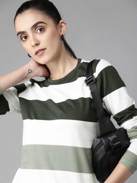 Roadster Women White & Olive Green Striped Pure Cotton Long Sleeves Yarn Dyed T-shirt
Roadster Women White & Olive Green Striped Pure Cotton Long Sleeves Yarn Dyed T-shirt