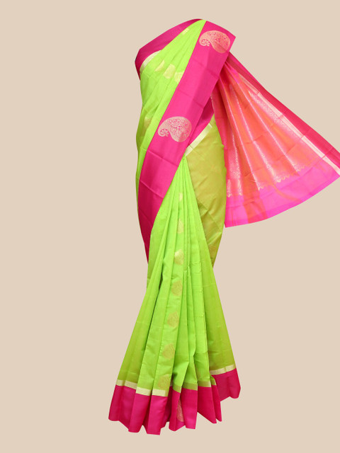 The Chennai Silks Green & Pink Woven Design Zari Pure Cotton Fusion Maheshwari Saree
The Chennai Silks Green & Pink Woven Design Zari Pure Cotton Fusion Maheshwari Saree