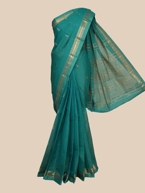 The Chennai Silks Green & Gold-Coloured Ethnic Motifs Woven Design Pure Cotton Kovai Saree
The Chennai Silks Green & Gold-Coloured Ethnic Motifs Woven Design Pure Cotton Kovai Saree