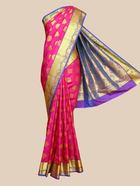 The Chennai Silks Magenta & Gold-Coloured Ethnic Motifs Woven Design Art Silk Saree
The Chennai Silks Magenta & Gold-Coloured Ethnic Motifs Woven Design Art Silk Saree