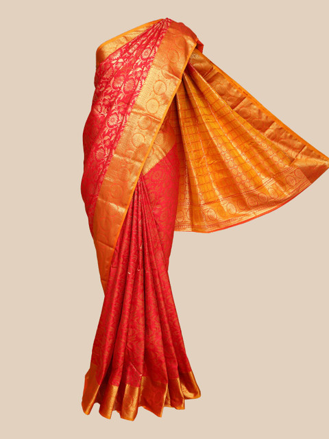 The Chennai Silks Red & Yellow Floral Woven Design Handloom Pure Silk Kanjeevaram Saree
The Chennai Silks Red & Yellow Floral Woven Design Handloom Pure Silk Kanjeevaram Saree