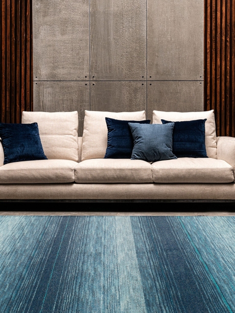 DDecor Blue Striped Medium Carpet