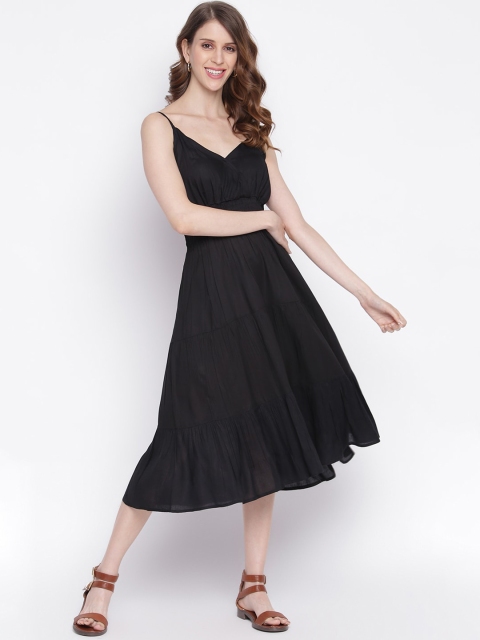 INIESTA Women Black Midi Dress