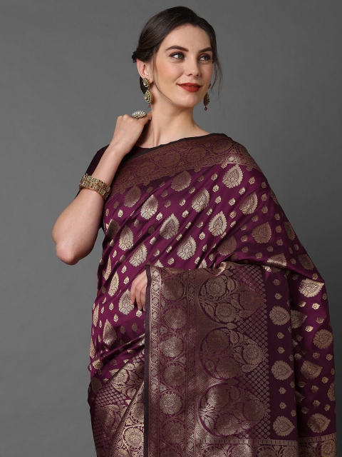 Mitera Burgundy & Gold-Coloured Ethnic Motifs Zari Woven Design Silk Blend Banarasi Saree
Mitera Burgundy & Gold-Coloured Ethnic Motifs Zari Woven Design Silk Blend Banarasi Saree