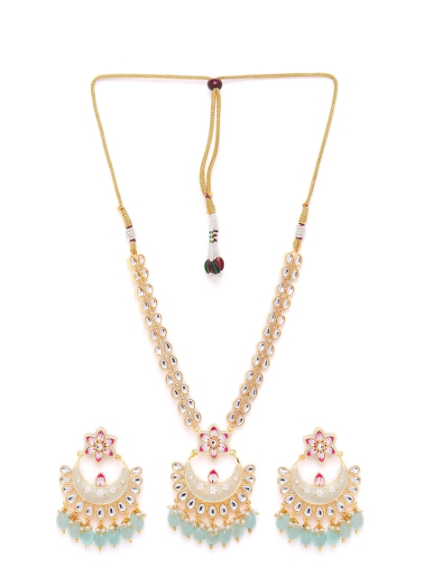 GloBox By ZeroKaata Gold-Plated White & Green Kundan-Studded & Gemstones Beaded Handcrafted Jewellery Set
GloBox By ZeroKaata Gold-Plated White & Green Kundan-Studded & Gemstones Beaded Handcrafted Jewellery Set