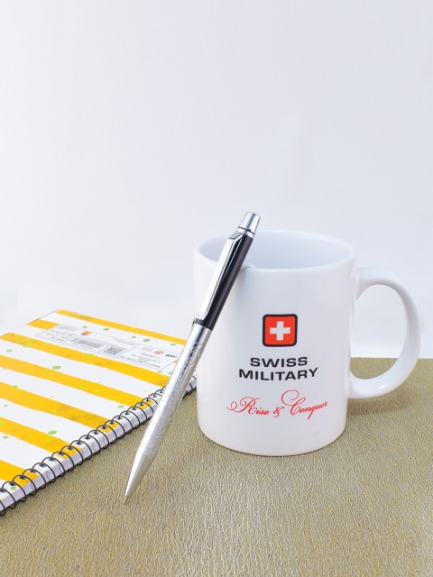 SWISS MILITARY Silver & Black Textured Supreme Ball Pen
