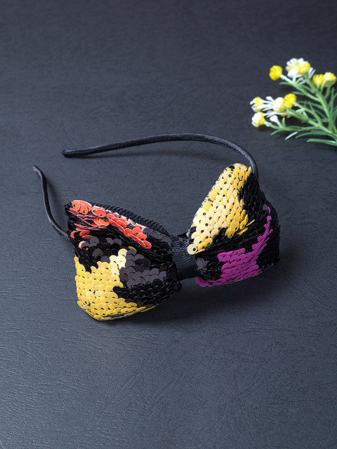 Golden Peacock Women Black & Purple Embellished Hairband 
Golden Peacock Women Black & Purple Embellished Hairband