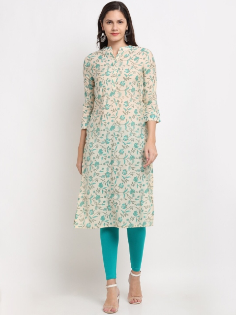 Ardozaa Women Cream-Coloured & Turquoise Blue Ethnic Motifs Printed Chanderi Silk Kurta
Ardozaa Women Cream-Coloured & Turquoise Blue Ethnic Motifs Printed Chanderi Silk Kurta