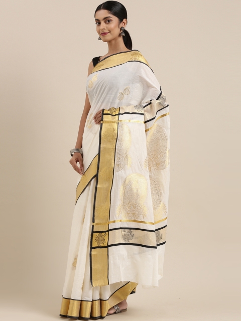 The Chennai Silks Classicate Off White & Golden Woven Design Zari Pure Cotton Kasavu Saree
The Chennai Silks Classicate Off White & Golden Woven Design Zari Pure Cotton Kasavu Saree