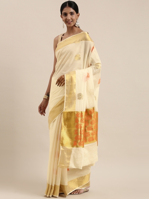 The Chennai Silks Classicate Off White & Golden Woven Design Zari Pure Cotton Kasavu Saree
The Chennai Silks Classicate Off White & Golden Woven Design Zari Pure Cotton Kasavu Saree