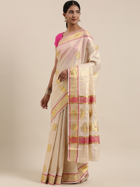 The Chennai Silks Gold-Toned & Off White Ethnic Motifs Zari Pure Cotton Kasavu Saree
The Chennai Silks Gold-Toned & Off White Ethnic Motifs Zari Pure Cotton Kasavu Saree