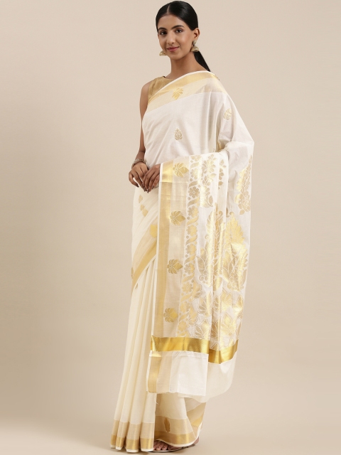 The Chennai Silks Classicate Off White & Golden Woven Design Zari Pure Cotton Kasavu Saree
The Chennai Silks Classicate Off White & Golden Woven Design Zari Pure Cotton Kasavu Saree