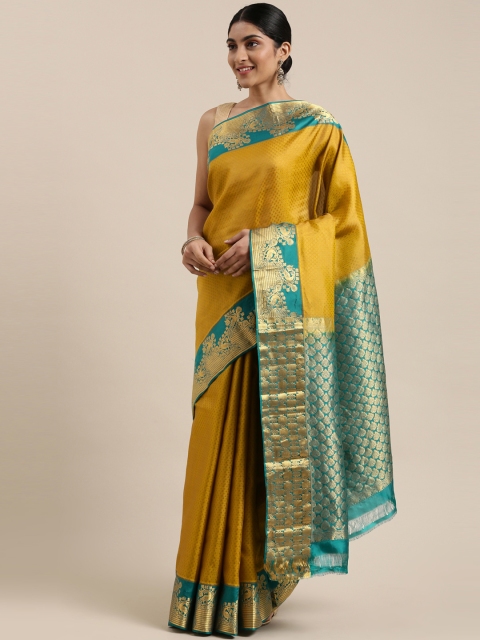 The Chennai Silks Classicate Green & Golden Woven Design Zari Pure Silk Kanjeevaram Saree, Olive
The Chennai Silks Classicate Green & Golden Woven Design Zari Pure Silk Kanjeevaram Saree, Olive