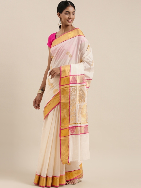 The Chennai Silks Classicate Off White & Golden Woven Design Zari Pure Cotton Kasavu Saree
The Chennai Silks Classicate Off White & Golden Woven Design Zari Pure Cotton Kasavu Saree
