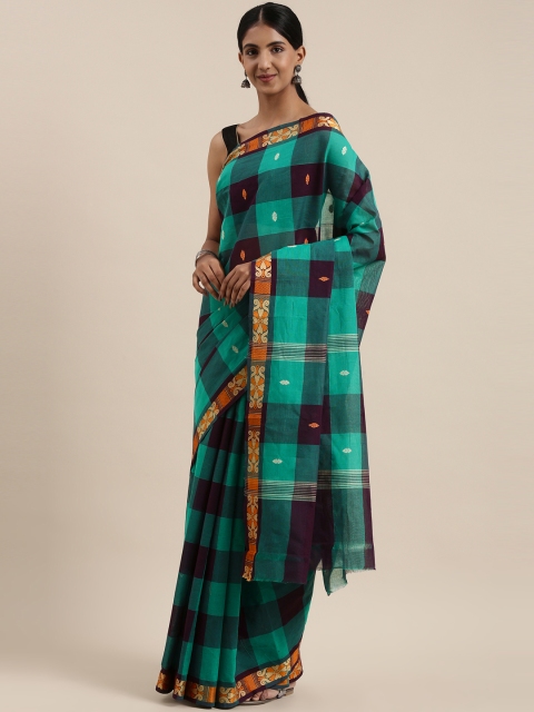 The Chennai Silks Classicate Teal Green & Purple Checked Pure Cotton Chettinad Saree
The Chennai Silks Classicate Teal Green & Purple Checked Pure Cotton Chettinad Saree