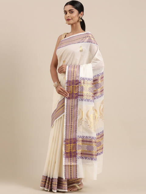The Chennai Silks Off White & Gold-Toned Ethnic Motifs Zari Pure Cotton Kasavu Saree
The Chennai Silks Off White & Gold-Toned Ethnic Motifs Zari Pure Cotton Kasavu Saree