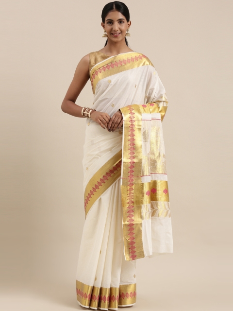 The Chennai Silks Classicate Off White & Golden Woven Design Zari Pure Cotton Kasavu Saree
The Chennai Silks Classicate Off White & Golden Woven Design Zari Pure Cotton Kasavu Saree