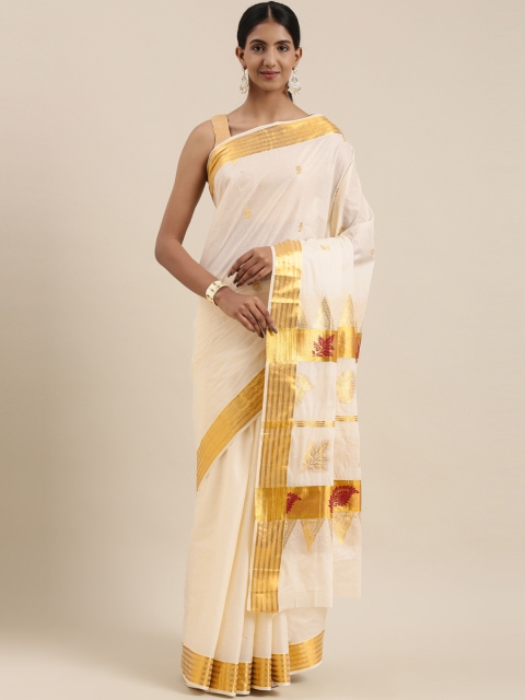 The Chennai Silks Classicate Off White & Golden Woven Design Zari Pure Cotton Kasavu Saree
The Chennai Silks Classicate Off White & Golden Woven Design Zari Pure Cotton Kasavu Saree