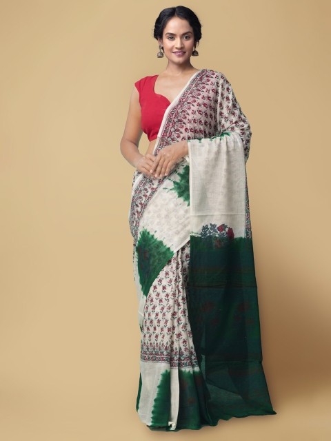 Unnati Silks Cream-Coloured & Green Floral Pure Cotton Handloom Sustainable Kota Saree
Unnati Silks Cream-Coloured & Green Floral Pure Cotton Handloom Sustainable Kota Saree