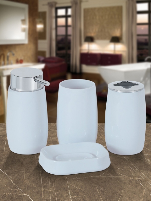 OBSESSIONS Set Of 4 White Solid Bathroom Accessories
