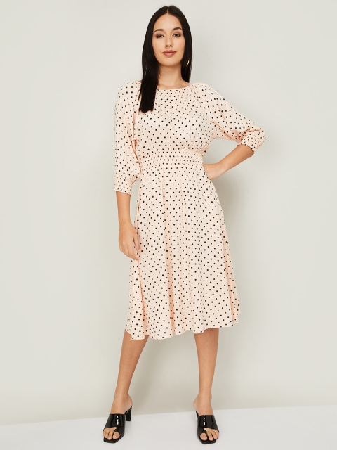 CODE by Lifestyle Women Pink & Black Polka Dot Printed Smocked Fit & Flare Dress
CODE by Lifestyle Women Pink & Black Polka Dot Printed Smocked Fit & Flare Dress