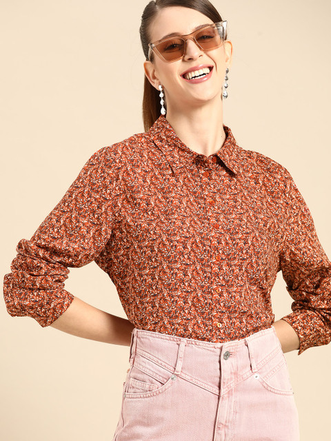 United Colors of Benetton Women Rust Orange & Beige Floral Opaque Printed Casual Shirt 
United Colors of Benetton Women Rust Orange & Beige Floral Opaque Printed Casual Shirt