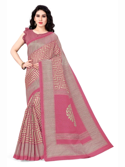 KALINI Pink & Beige Art Silk Saree