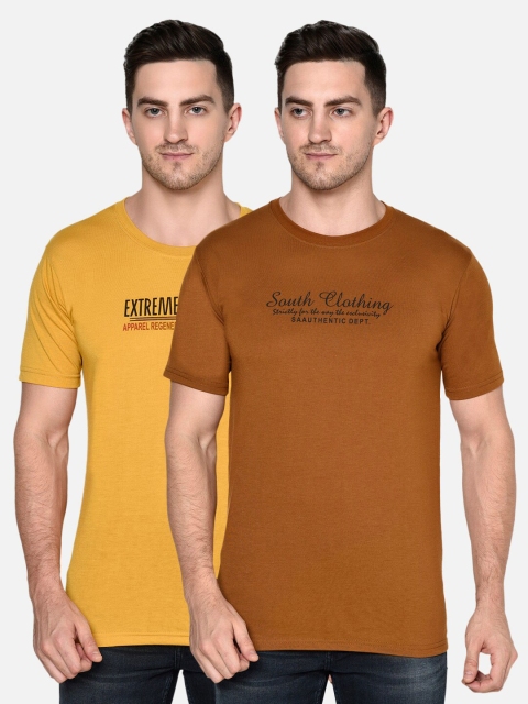 ELEGANCE Men Pack of 2 T-shirts, Mustard