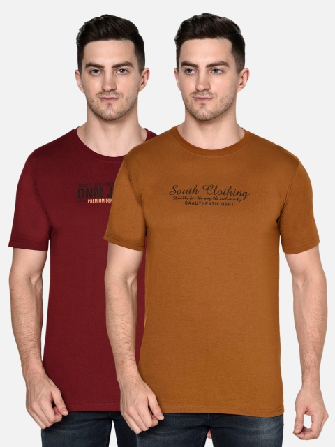 ELEGANCE Men Pack of 2 T-shirts, Rust