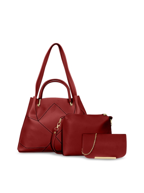 LOREM Red PU Oversized Structured Shoulder Bag