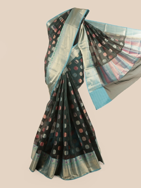 Pothys Green & Multicoloured Pure Silk Saree
