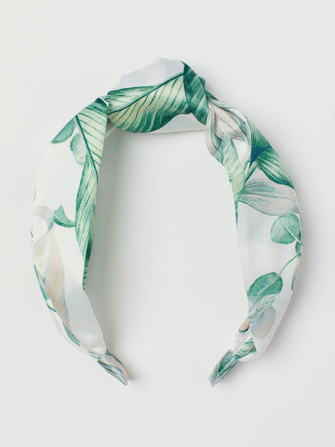 H&M Womens White & Green Knot-detail Alice band 
H&M Womens White & Green Knot-detail Alice band