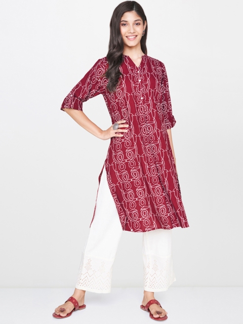 Global Desi Red & White Printed Tunic