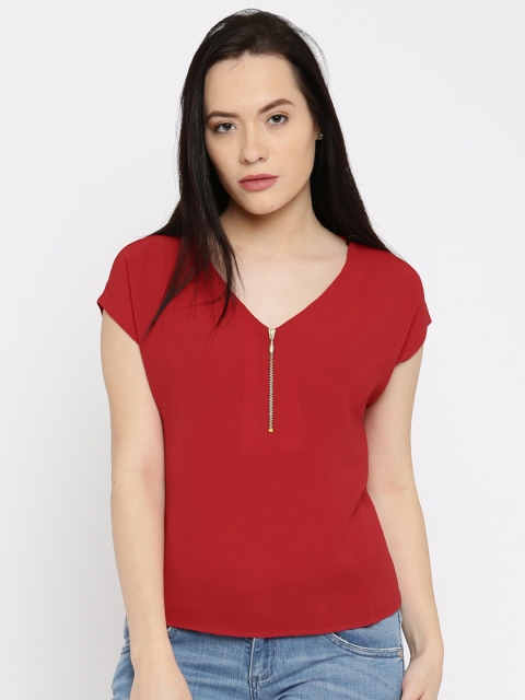 ONLY Women Red Solid Boxy Top