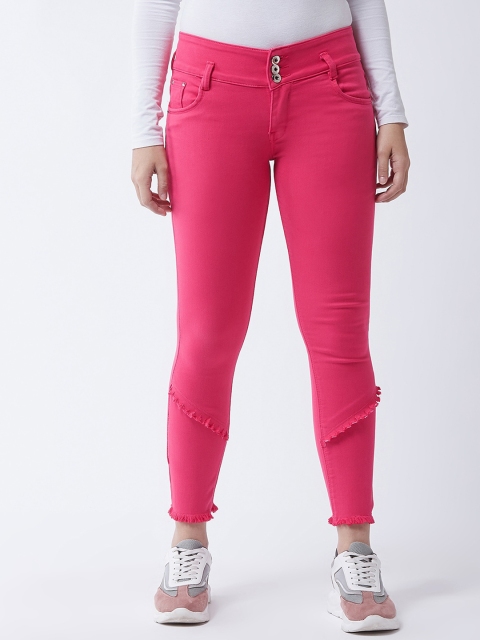 Purple Feather Women Pink Skinny Fit High-Rise Stretchable Jeans
