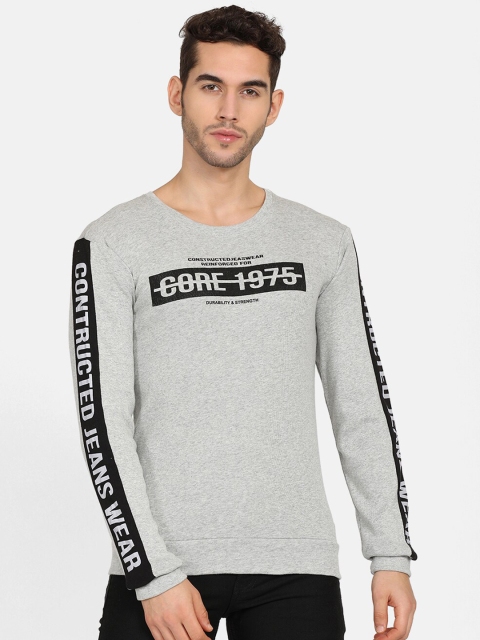V2 Value Variety Men Grey Typography Printed Pure Cotton T-shirt