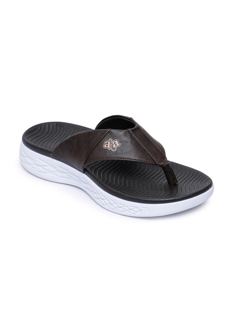 Liberty Men Brown & Black Rubber Thong Flip-Flops