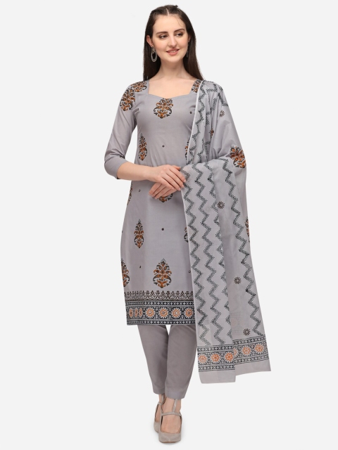 Iris Grey & Black Printed Unstitched Dress Material