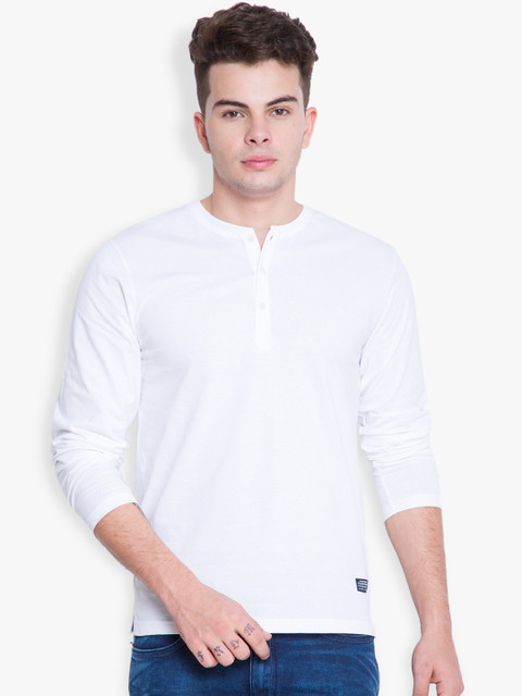 HIGHLANDER Men White Henley T-shirt 
HIGHLANDER Men White Henley T-shirt