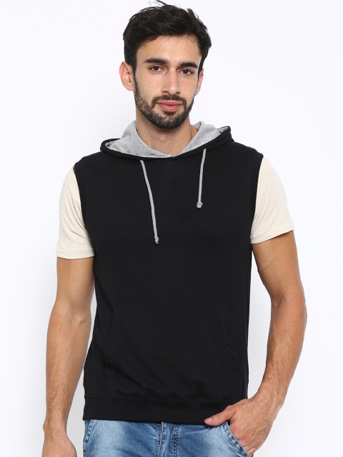 American Crew Black Sleeveless Hooded Sweatshirt