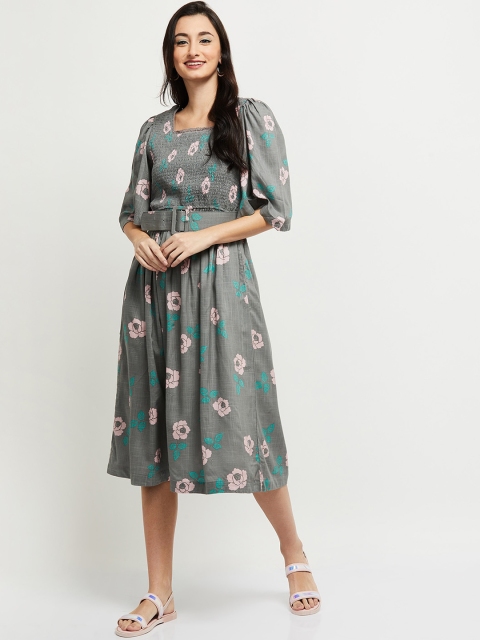 max Women Grey Midi Dress