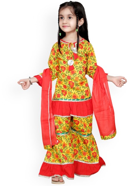 LIL PITAARA Girls Yellow Floral Printed Pure Cotton Kurta with Sharara & With Dupatta
LIL PITAARA Girls Yellow Floral Printed Pure Cotton Kurta with Sharara & With Dupatta