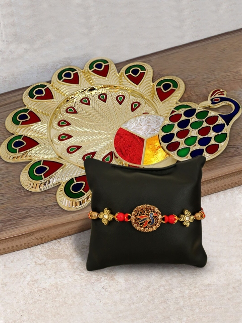 TIED RIBBONS Rakhi for Brother with Peacock Pooja Thali & Roli Chawal Combo Gift Pack, Multi
TIED RIBBONS Rakhi for Brother with Peacock Pooja Thali & Roli Chawal Combo Gift Pack, Multi