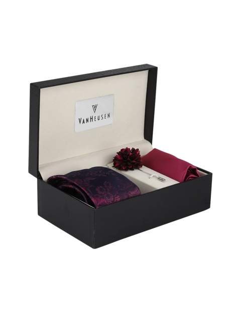 Van Heusen Purple Tie Pocket Square & Lapel Pin Gift Set