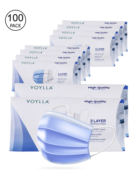 Voylla Unisex Blue 3-Ply Non-Woven Meltblown Fabric Set of 100 Face Mask With Nose Clip
Voylla Unisex Blue 3-Ply Non-Woven Meltblown Fabric Set of 100 Face Mask With Nose Clip