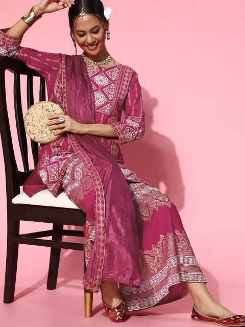 Sangria Women Red Ethnic Motifs Printed Regular Pure Cotton Kurta with Sharara & With Dupatta
Sangria Women Red Ethnic Motifs Printed Regular Pure Cotton Kurta with Sharara & With Dupatta