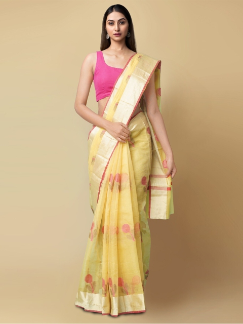 Unnati Silks Yellow & Pink Floral Woven Design Handloom Silk Cotton Kota Banarasi Saree
Unnati Silks Yellow & Pink Floral Woven Design Handloom Silk Cotton Kota Banarasi Saree