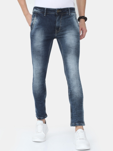 VUDU Men Navy Blue Slim Fit Light Fade Jeans