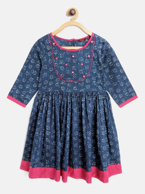 Sangria Girls Navy Blue & White Ethnic Motifs Print Fit & Flare Dress with Mirror Work
Sangria Girls Navy Blue & White Ethnic Motifs Print Fit & Flare Dress with Mirror Work