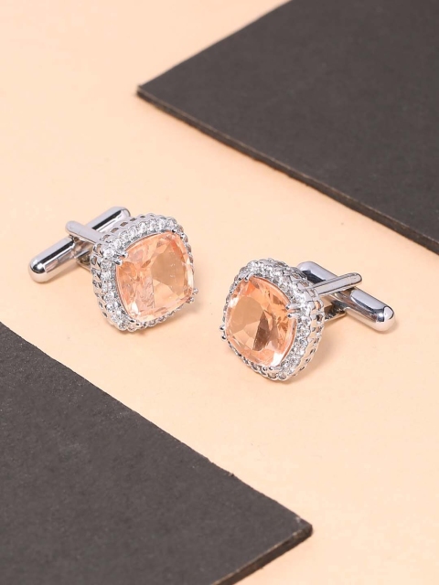 Tistabene Men Classic Colored Stones Bullet Back Cufflink, Peach